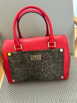 Luxusná kabelka Cavalli Class – červená s leopardím vzorom