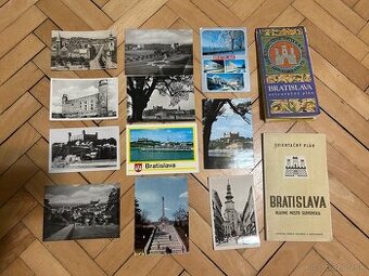 2x mapa Bratislavy 11x pohľadnica