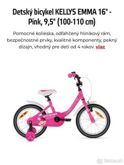 Predám detský bicykel Kellys Emma