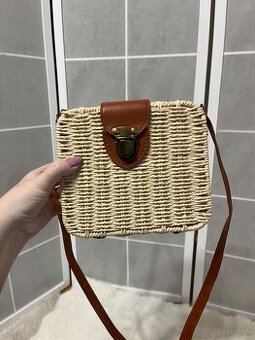 Damska slamená krémová kabelka