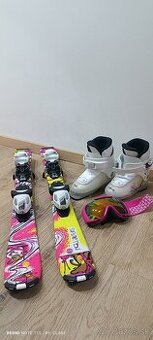 Dievčenské lyže a lyžiarky + okuliare na lyžovanie