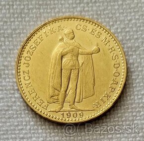 Zlatá uhorská 20 koruna FJI, 1909 kb, lepší ročník - 1