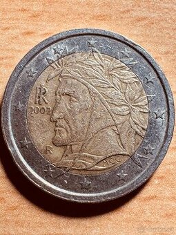 Vzácna dvojeurová minca dante alighieri 2002