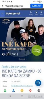 Predám lístky na koncert INE KAFE