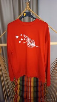 Dámska mikina nová  červená XL s pierkom