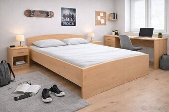 Dvoulůžková postel 160x200 včetně roštu. Buk