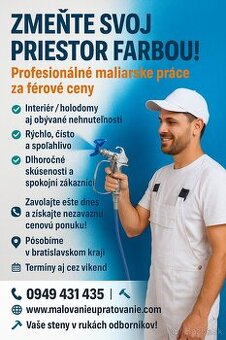 MALIARSKE PRÁCE / MALIAR / Airless striekanie interiérov