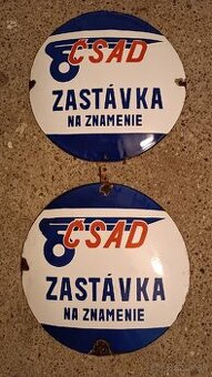 Originál smaltovaná tabuľa zastávka ČSAD