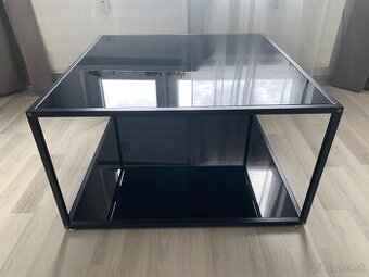 konferenčný stolík vidaXL čierny s čiernym sklom 90x90x50 cm