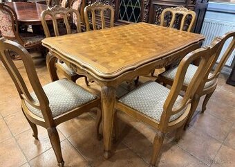 Dubový rozťahovací stôl so 6 stoličkami