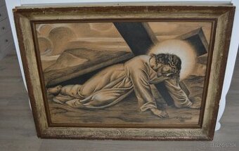 Veľký obraz - E. Paulovič – Pán Ježiš padá pod krížom 1939