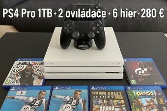 PS4 Pro 1TB • 2 ovládače • 6 hier •