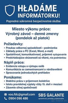 ⚡ PRÁCA V SBS – okamžitý nástup ⚡ Galanta