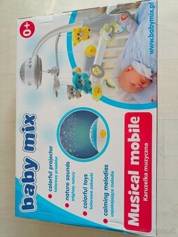 BABY MIX kolotoč nad postieľku so svetelným projektorom
