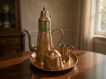 Měděný kávový set