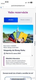 2 lístky do Disneylandu v Paríži