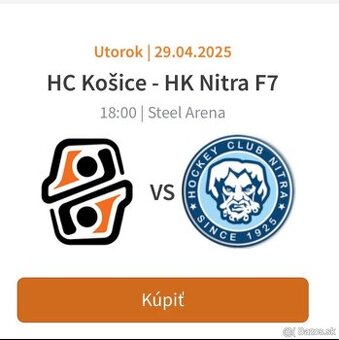 Finále lístok HC Kosice - HK Nitra 7. zápas