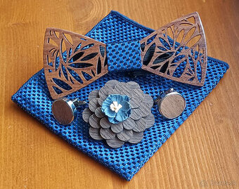 Príležitostný drevený motýlik - set s brošňou