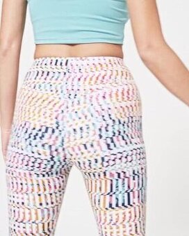 Dámske legíny 520 na fitnes vysoký pás biele s potlačou M/L