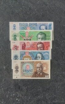 Kompletná sada bankoviek ČSSR, 1985-1989,stav N