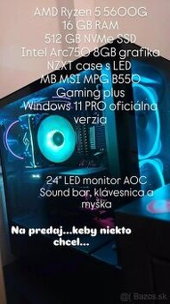 Predám herné PC + Monitor. Komplet cena € 650,-