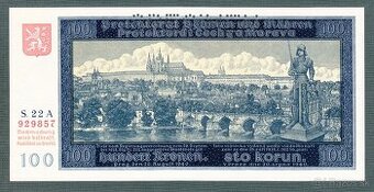 Staré bankovky 100 korun 1940 bezvadný stav UNC