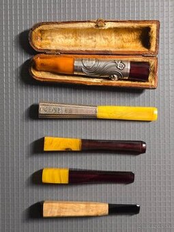 Cigaretova špička jantar-striebro bakelit