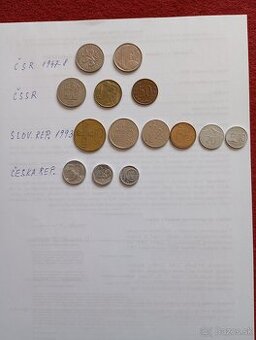 Mince ČSR,SR,ČR.