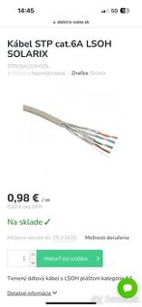 Kábel STP cat.6A LSOH SOLARIX (141m)