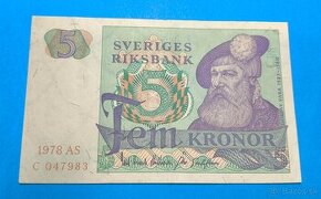 Bankovka ŠVÉDSKO - 5 Kronor 1978