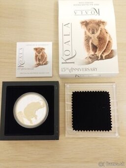 Predám striebornú mincu 3 oz Koala 2022 pozlátená