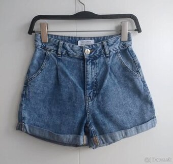 Dámske modré rifľové kraťasy/šortky s vysokým pásom