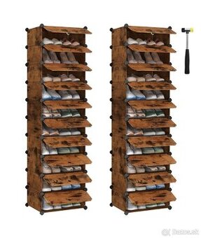 SONGMICS botník – set 2 ks, 10 poschodí, vintage hnedý, nový