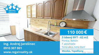 Slnečný 3-IZB.  BYT, Balkón, 62 m2, Mexiko, Topoľčany