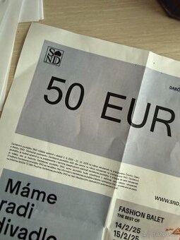 Poukážka v hodnote 50EUR do SND BRATISLAVA