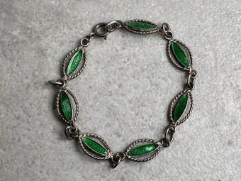 Strieborný náramok so zelenými kameňmi ,ag 925