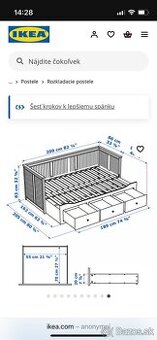 REZERVACE/Predám rozkladaciu postel Hemnes-IKEA