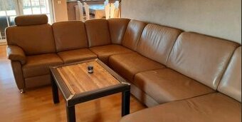 Rozkládací kožená sedací souprava do "U", 4268
