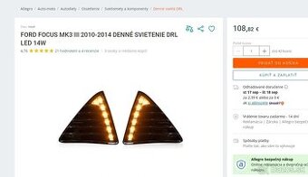 FORD FOCUS MK3 III 2010-2014 DENNÉ SVIETENIE DRL LED 14W