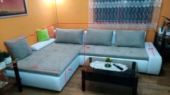 Rohová sedačka rozkladacia s úložným priestorom