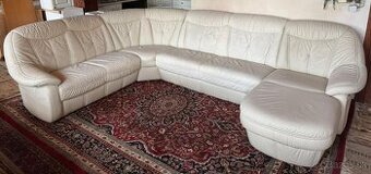 Světlá kožená sedačka do Účka, 4979