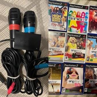 Playstation 2 - Mikrofony SingStar + 9hier na PS2 - 1