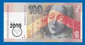 Slovenská bankovka 100 Sk bimilénium 1993 séria A UNC