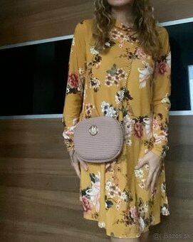 Dámske kvetované žlté šaty