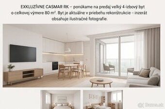 EXKLUZÍVNE CASMAR RK – ponúkame na predaj 4-izbový byt o cel