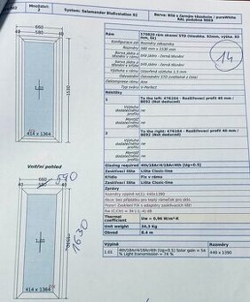 Plastové okno 590 x 1630 mm