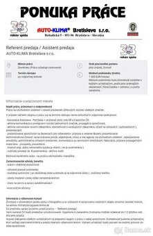 Referent predaja / Asistent predaja