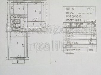 2izb,62m2, 2/4, kompletná, Národná tr, Sever