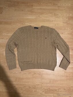 Sveter vrkoč Polo Ralph cable knit sveter béžový oldmoney