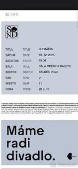 lístky do SND luskáčik